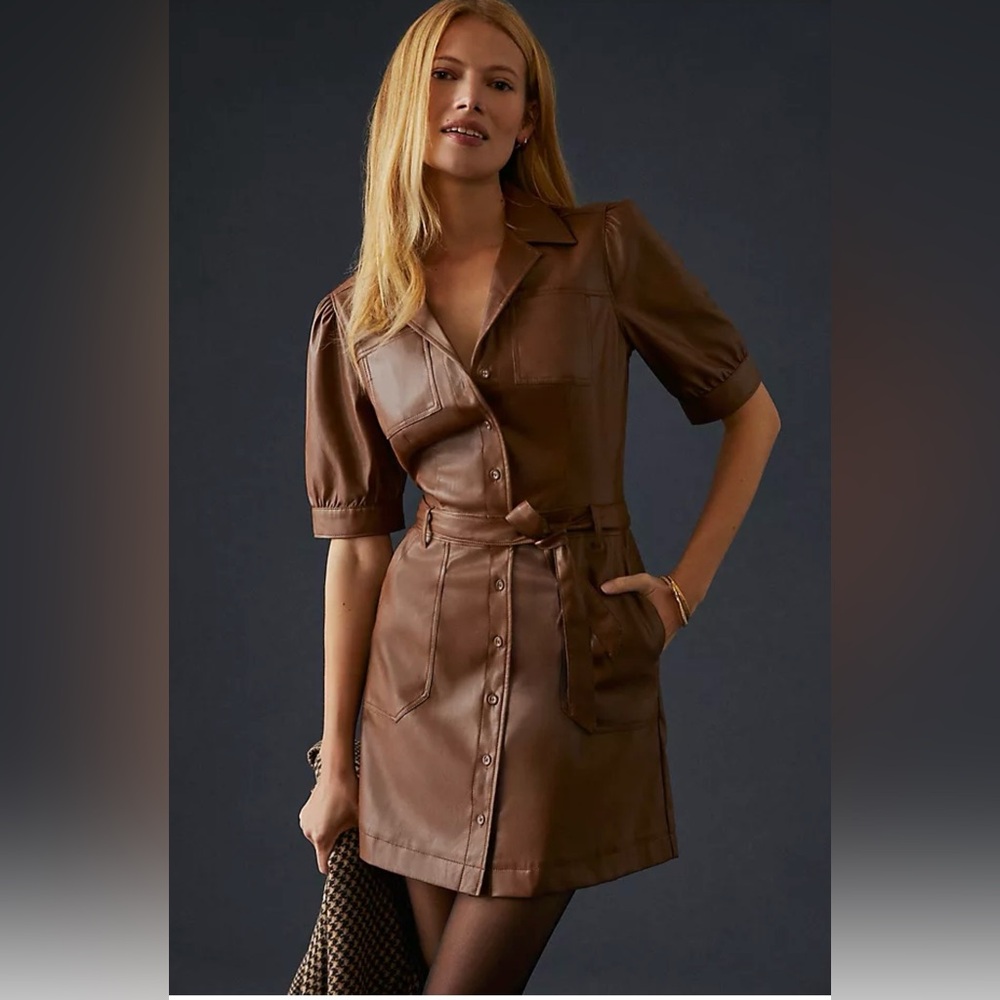 PAIGE  Mayslie Vegan Leather Dress Dark Argan